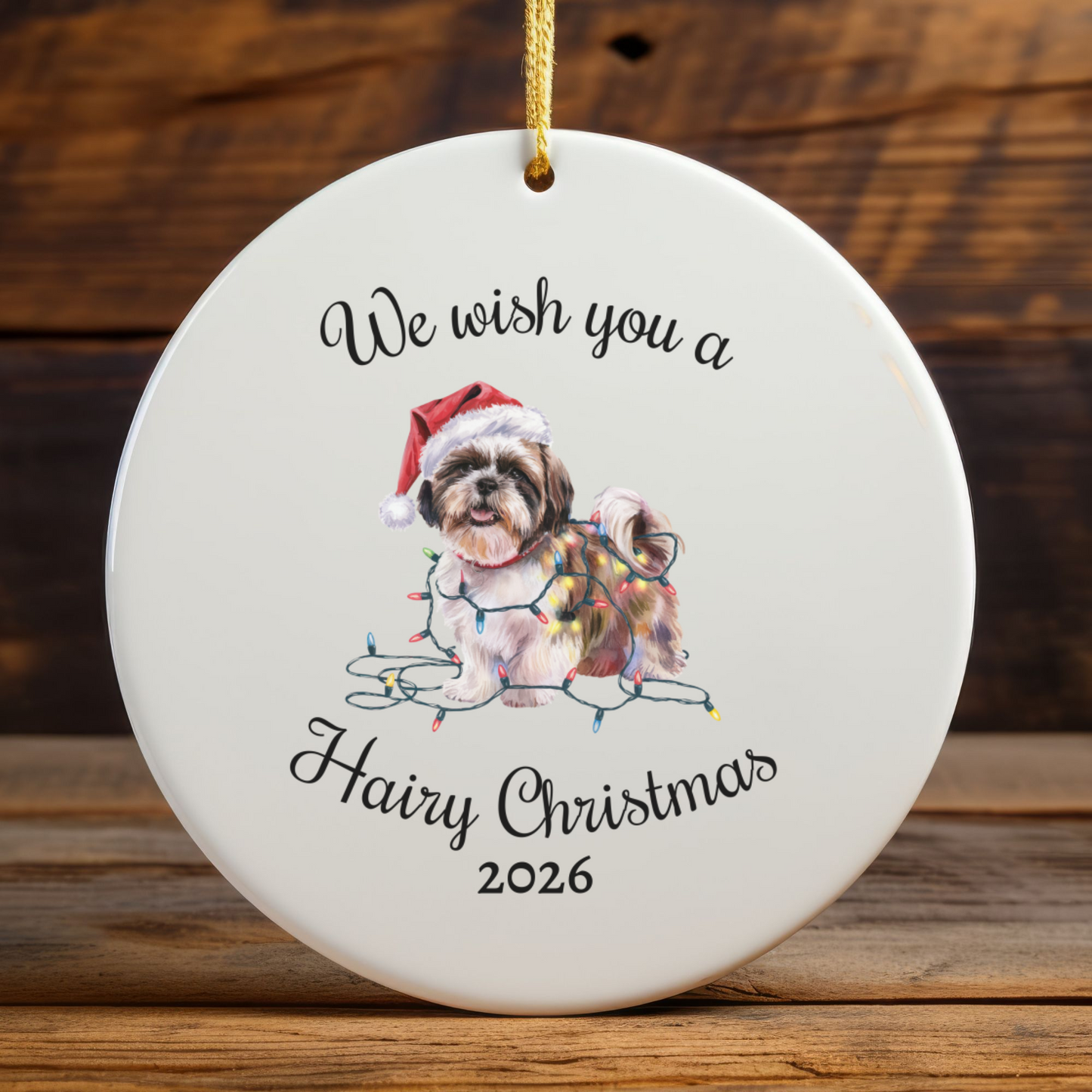 Christmas Shih Tzu Ornament, Christmas Lights Dog Keepsake