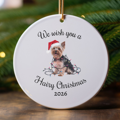 Christmas Yorkshire Terrier Ornament, Christmas Lights Dog Keepsake
