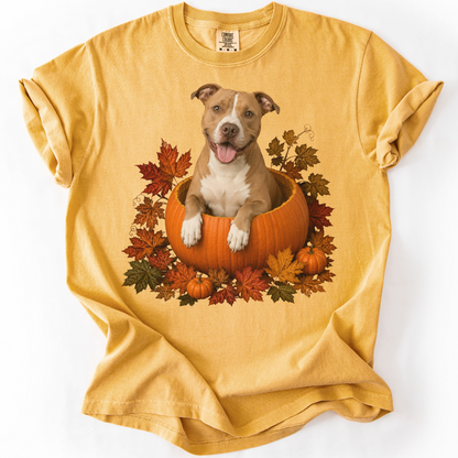 Pitbull Pumpkin Shirt Fall Dog Lover Autumn Comfort Colors Graphic Tee Cozy Gift Apparel