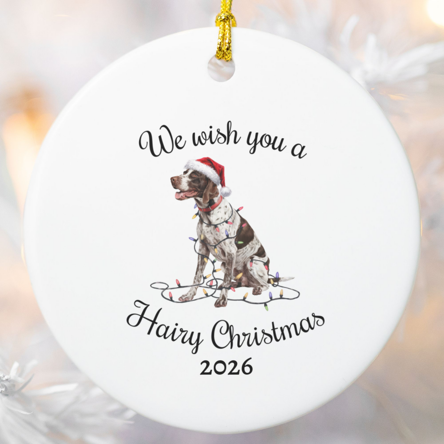 Christmas English Pointer Ornament, Christmas Lights Dog Keepsake