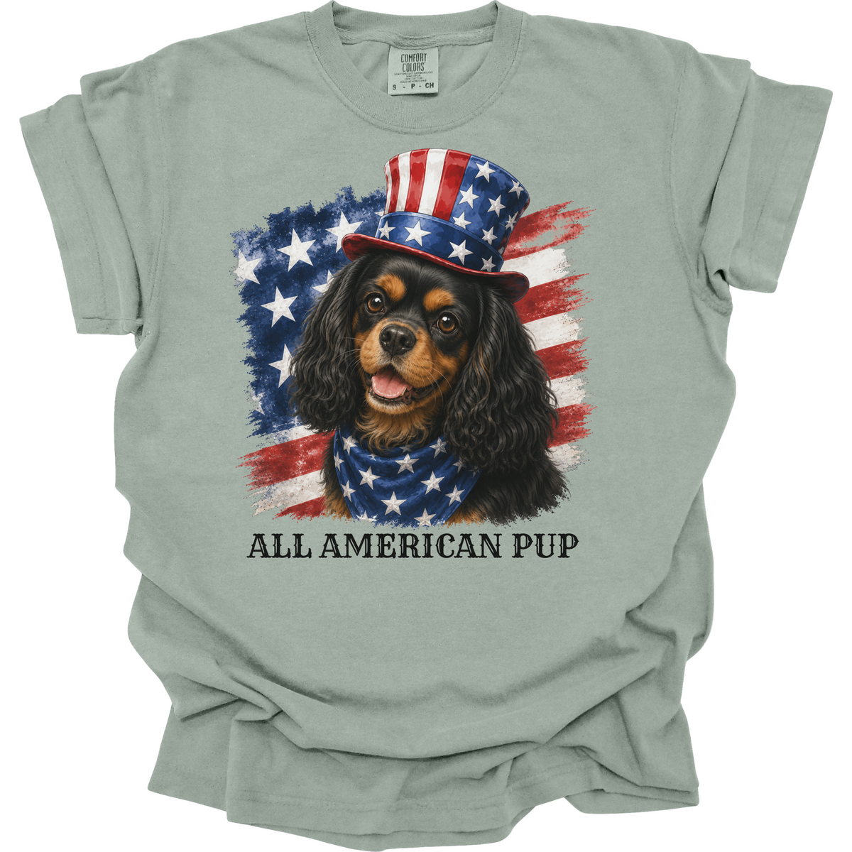 Black and Tan Cavalier Shirt, Patriotic Cavalier King Charles Spaniel Tee