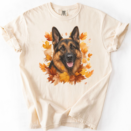German Shepherd Fall Shirt, Autumn Dog Mom Comfort Colors Tee