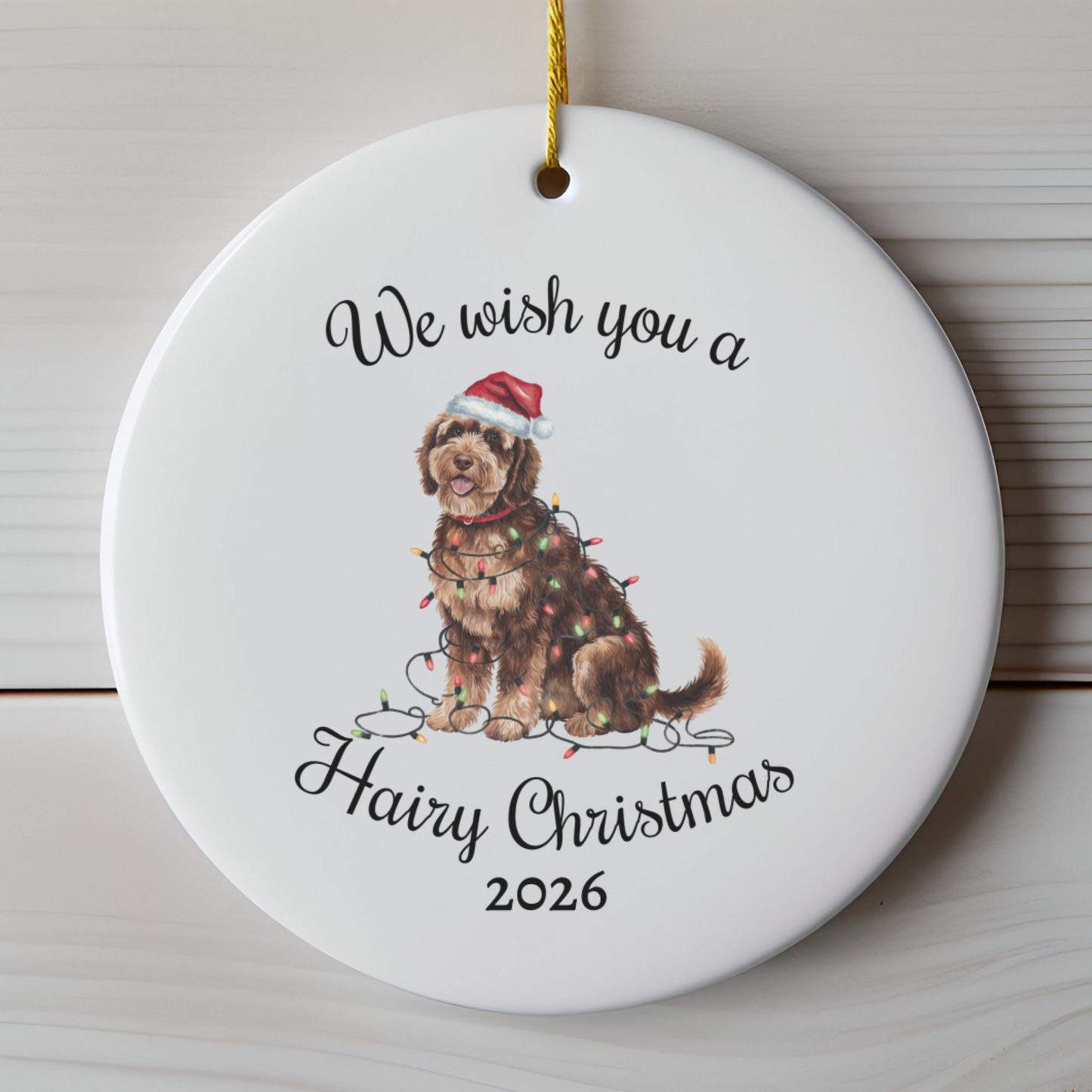 Christmas Portuguese Water Dog Ornament, Christmas Lights Dog Keepsake