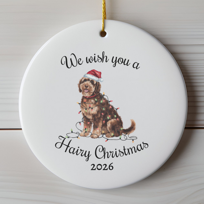 Christmas Portuguese Water Dog Ornament, Christmas Lights Dog Keepsake