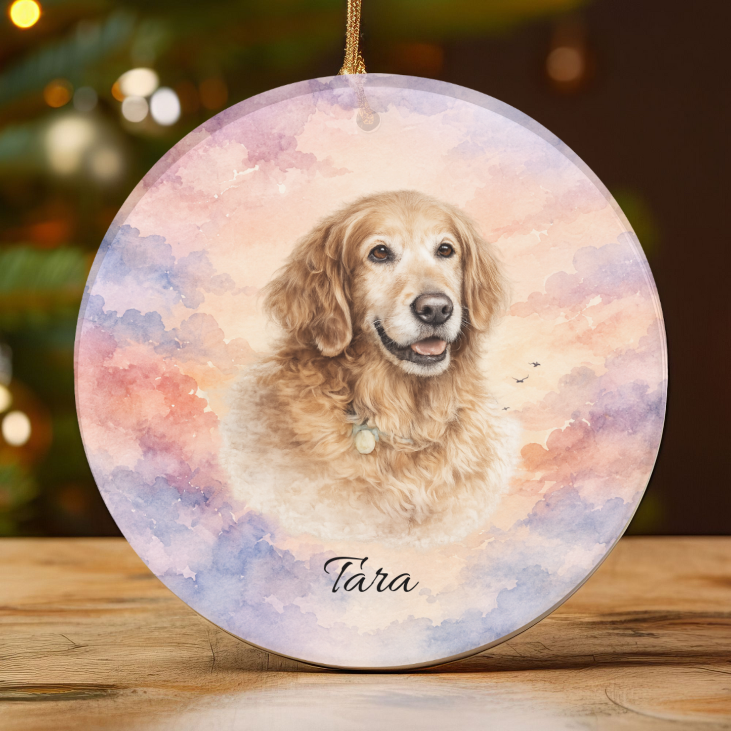 Personalized Pet Memorial Ornament, Custom Photo Rainbow Bridge Christmas Keepsake