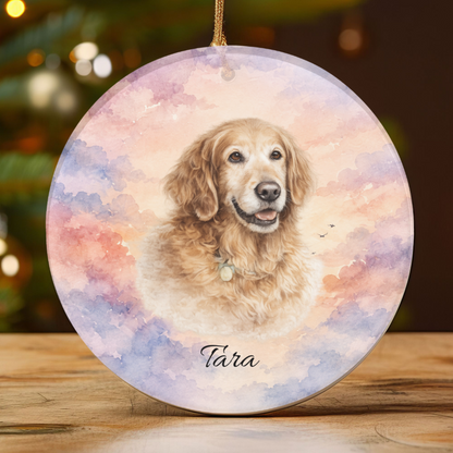 Personalized Pet Memorial Ornament, Custom Photo Rainbow Bridge Christmas Keepsake