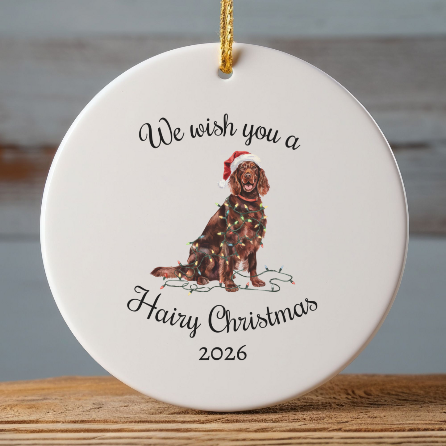 Christmas Irish Setter Ornament, Christmas Lights Dog Keepsake