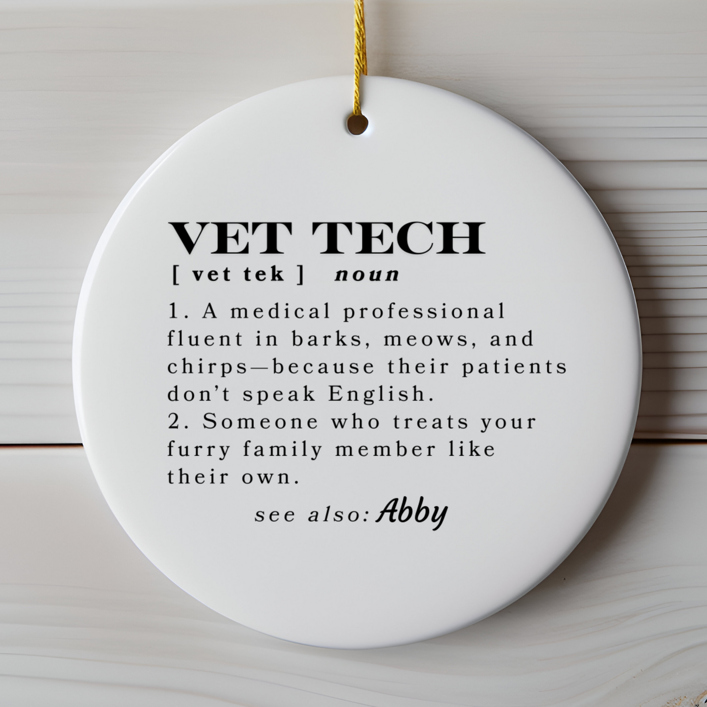 Personalized Custom Vet Tech Ornament