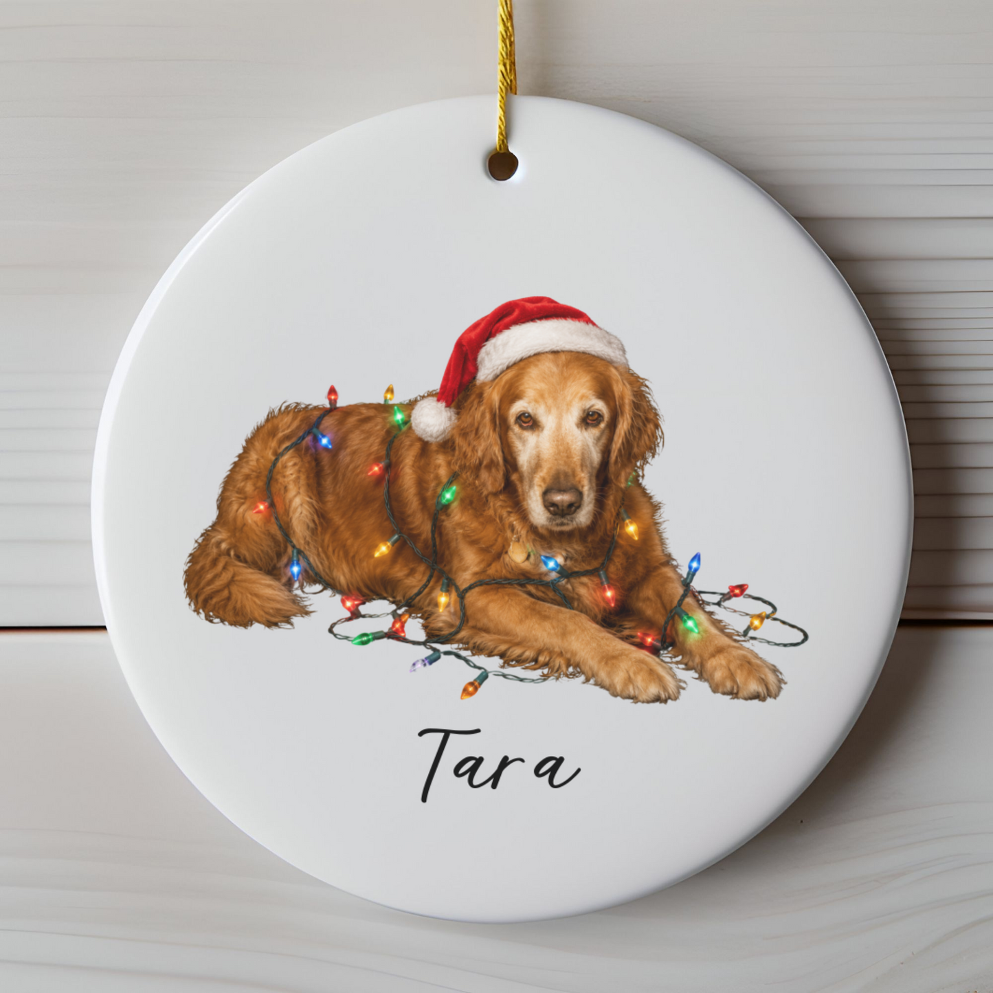 Personalized Dog Photo Christmas Ornament Custom Pet Name Ceramic Keepsake