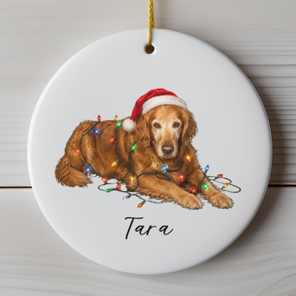 Personalized Dog Photo Christmas Ornament Custom Pet Name Ceramic Keepsake