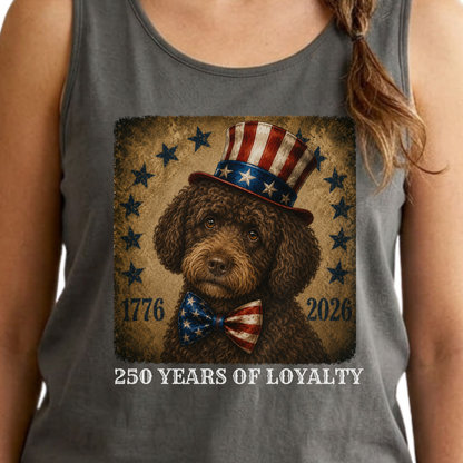 Brown Portuguese Water Dog Patriotic Tank Top, 250 Years Loyalty