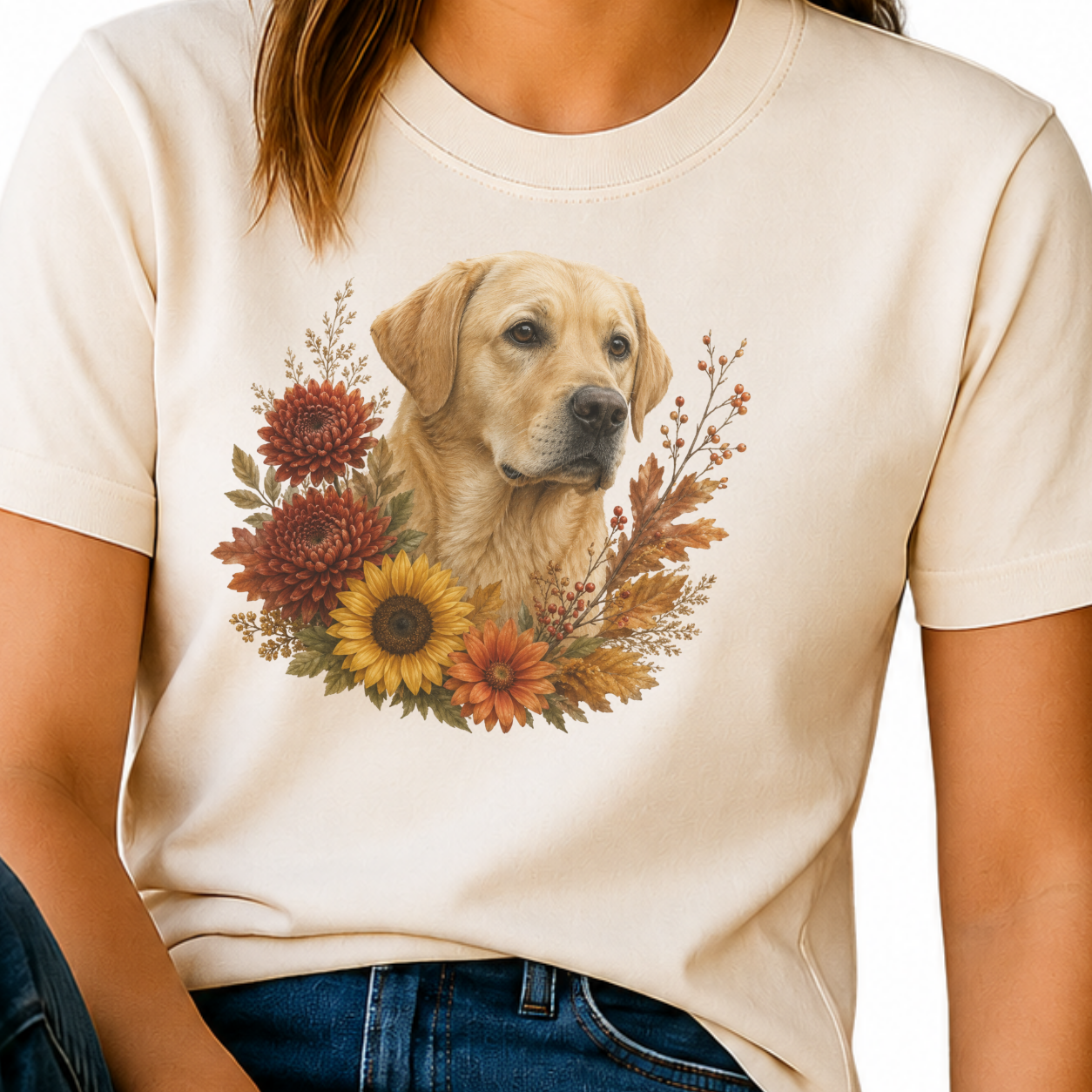 Yellow Labrador Autumn Floral Shirt