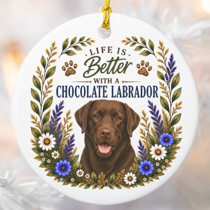 Chocolate Lab Ornament, Labrador Retriever Gift, Chocolate Lab Mom Gift, Dog Lover Keepsake