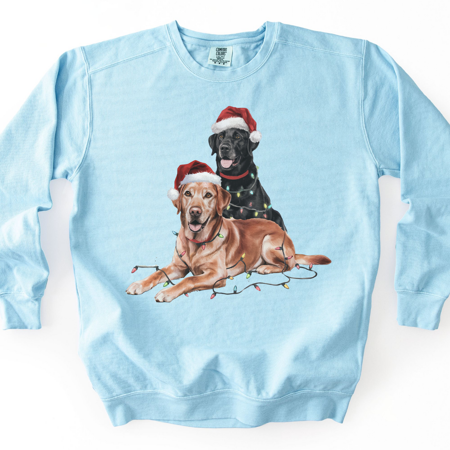 Black and Fox Red Labs Christmas Lights Sweatshirt