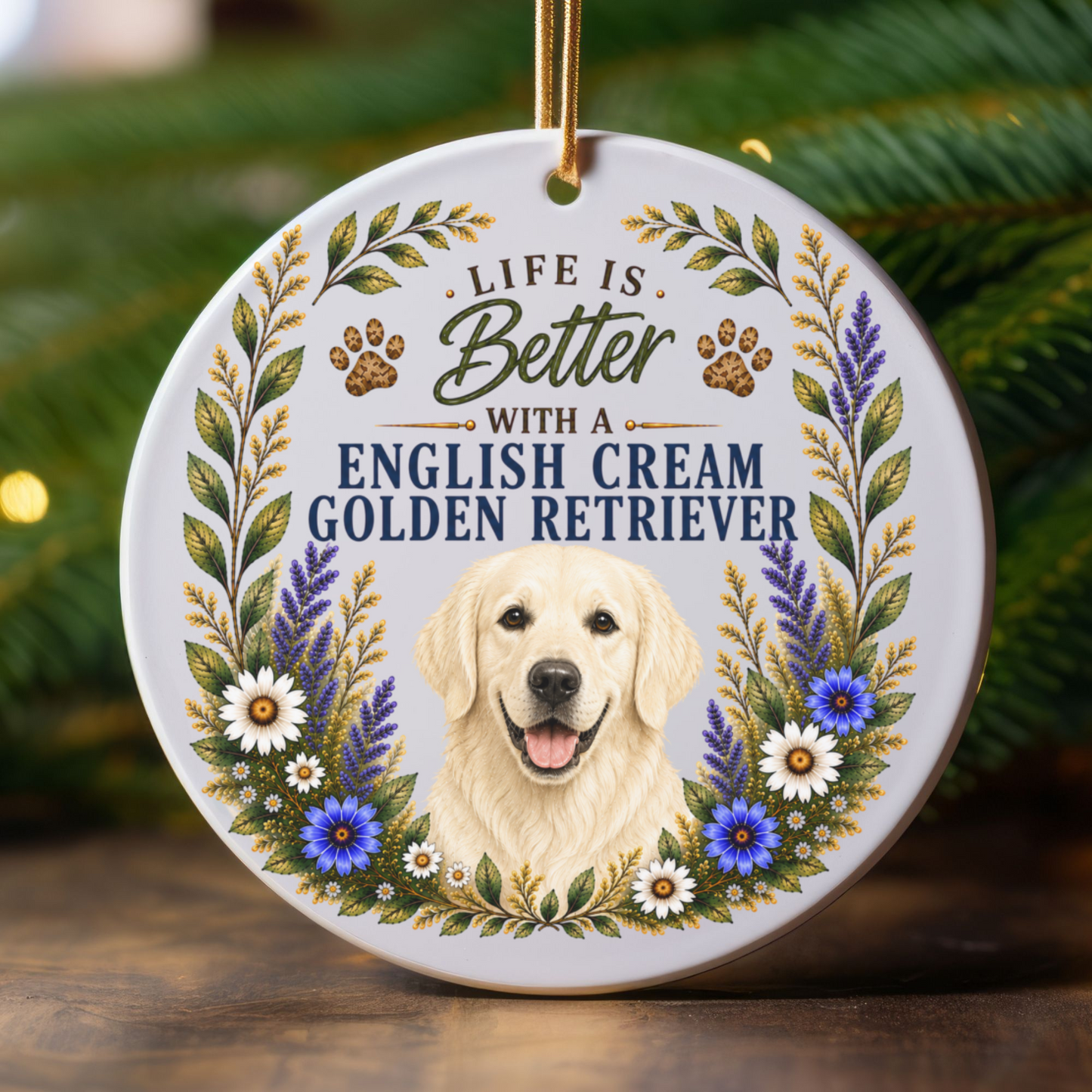 English Cream Golden Retriever Ornament, Dog Lover Gift, Golden Retriever Mom Keepsake