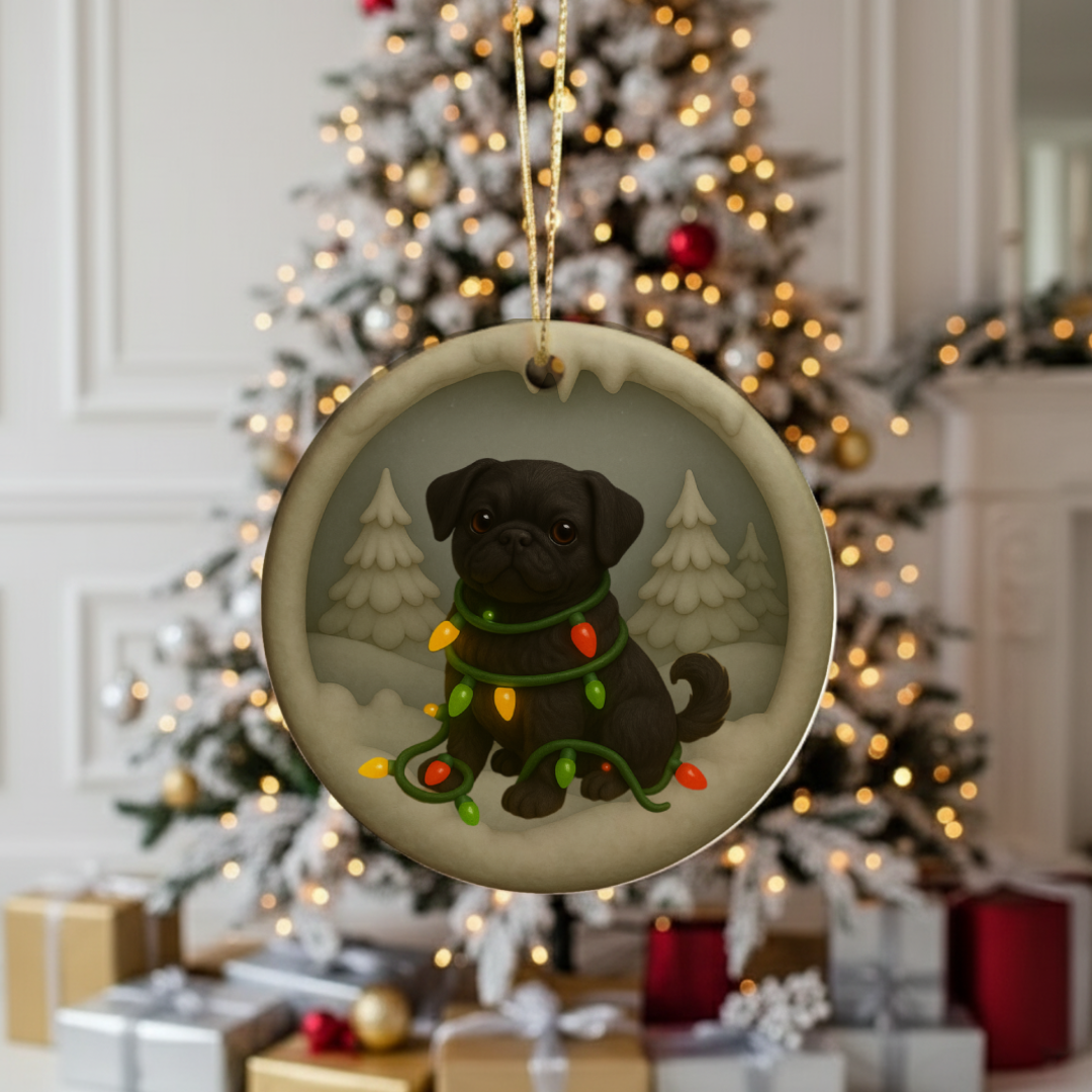 Personalized Black Pug Christmas 3D Clay-Style Dog Keepsake