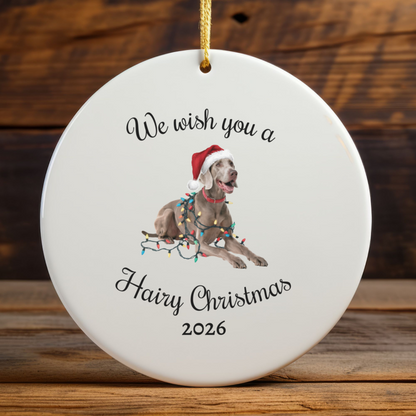 Christmas Weimaraner Ornament, Christmas Lights Dog Keepsake