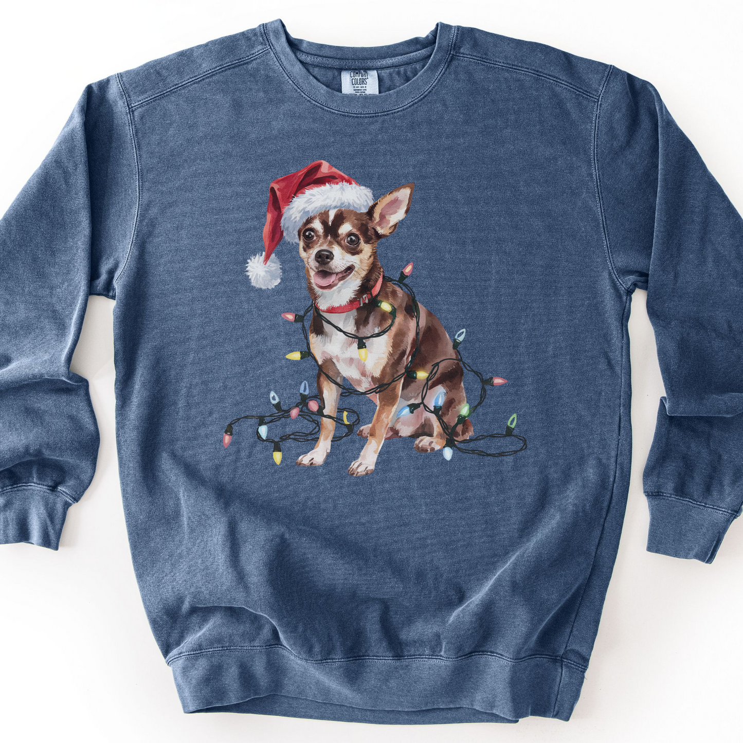 Black Chihuahua Christmas Lights Sweatshirt