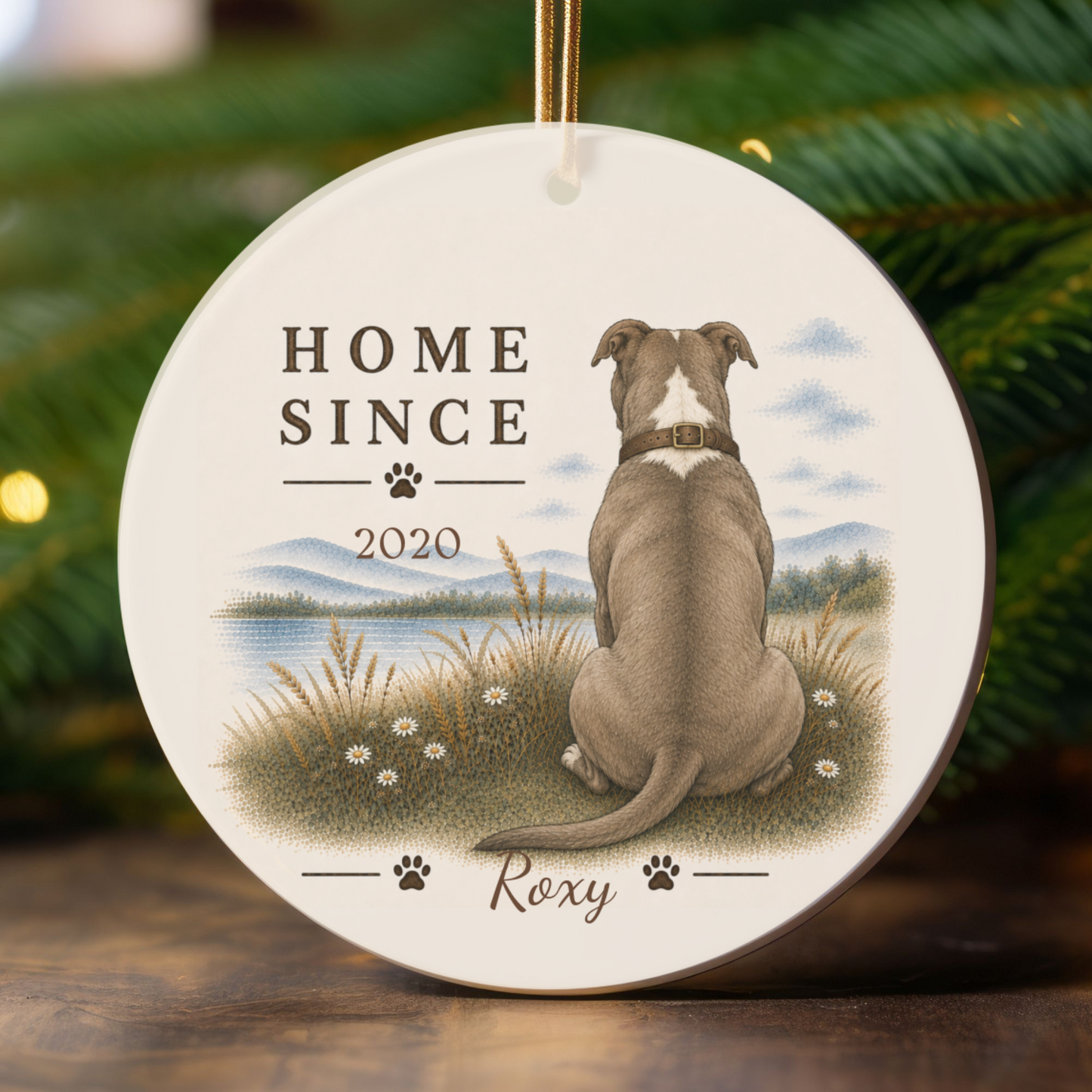 Personalized Pit Bull Ornament, Double Sided Gotcha Day Gift, Custom Dog Keepsake