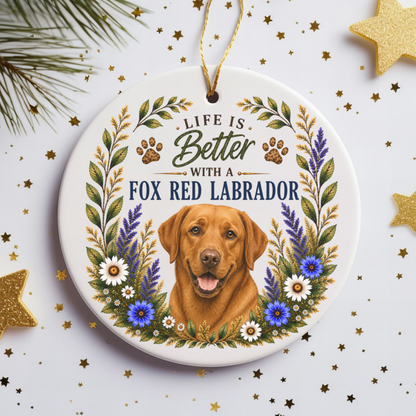Fox Red Lab Ornament - Life Is Better