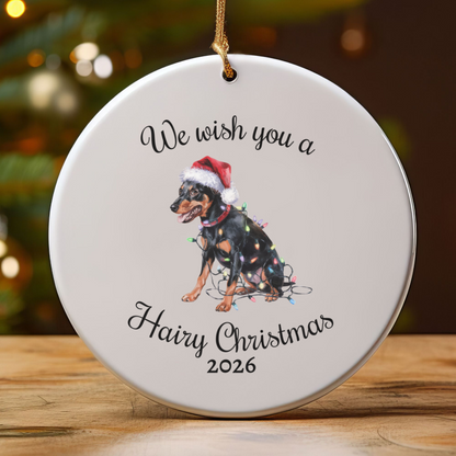 Christmas Miniature Pinscher Ornament, Christmas Lights Dog Keepsake