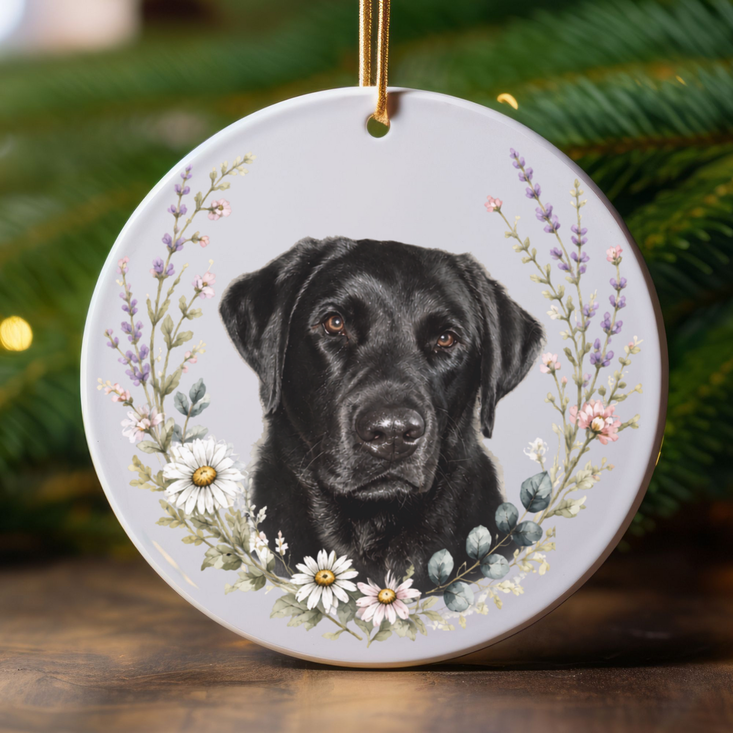 Personalized Pet Memorial Ornament, Custom Wildflower Dog Photo Hardest Goodbye Keepsake