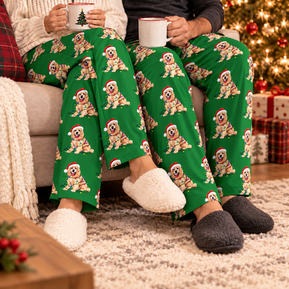 English Cream Golden Retriever Christmas Lights Lounge Pants