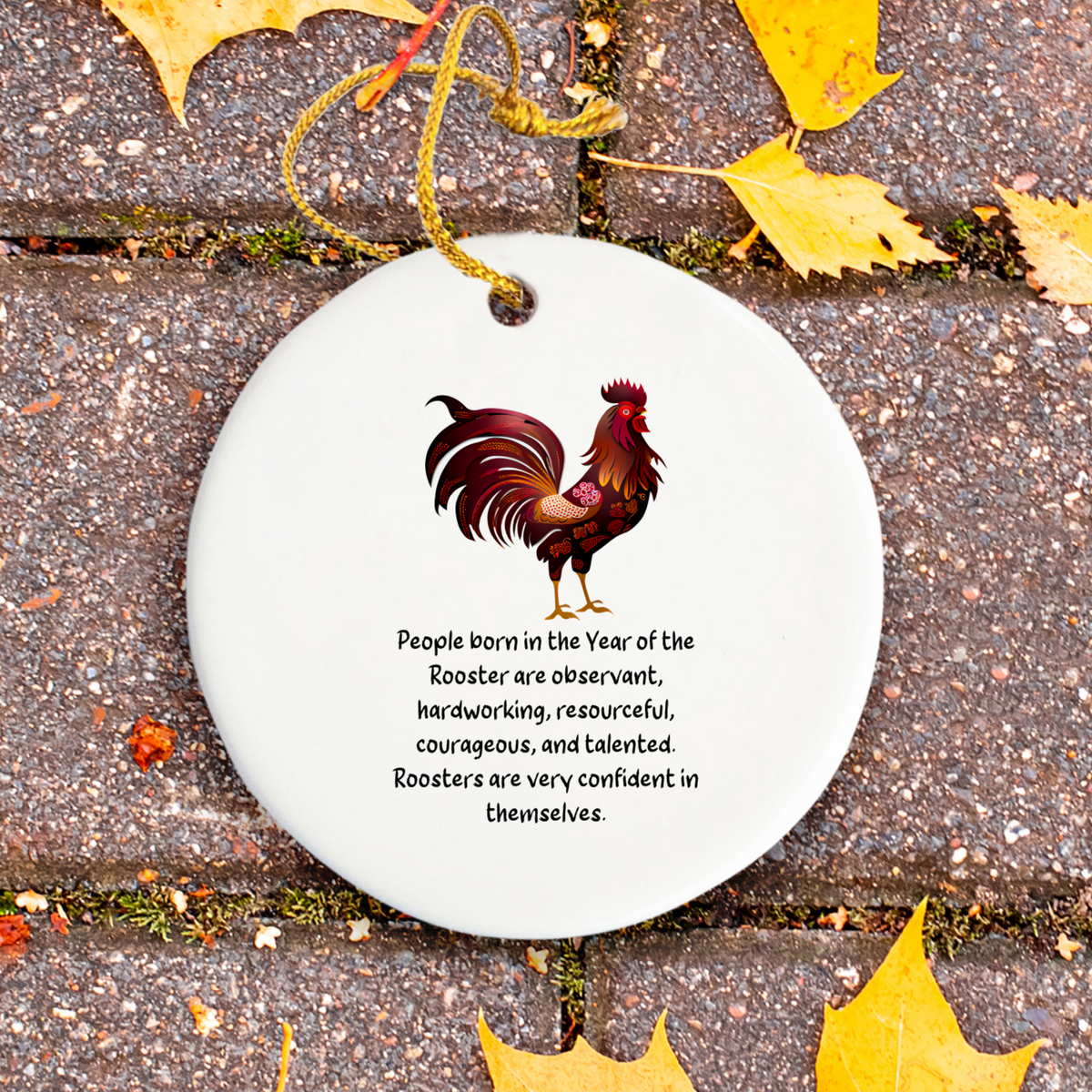 Chinese Zodiac Rooster Ornament, Year of the Rooster Horoscope Gift for Lunar New Year