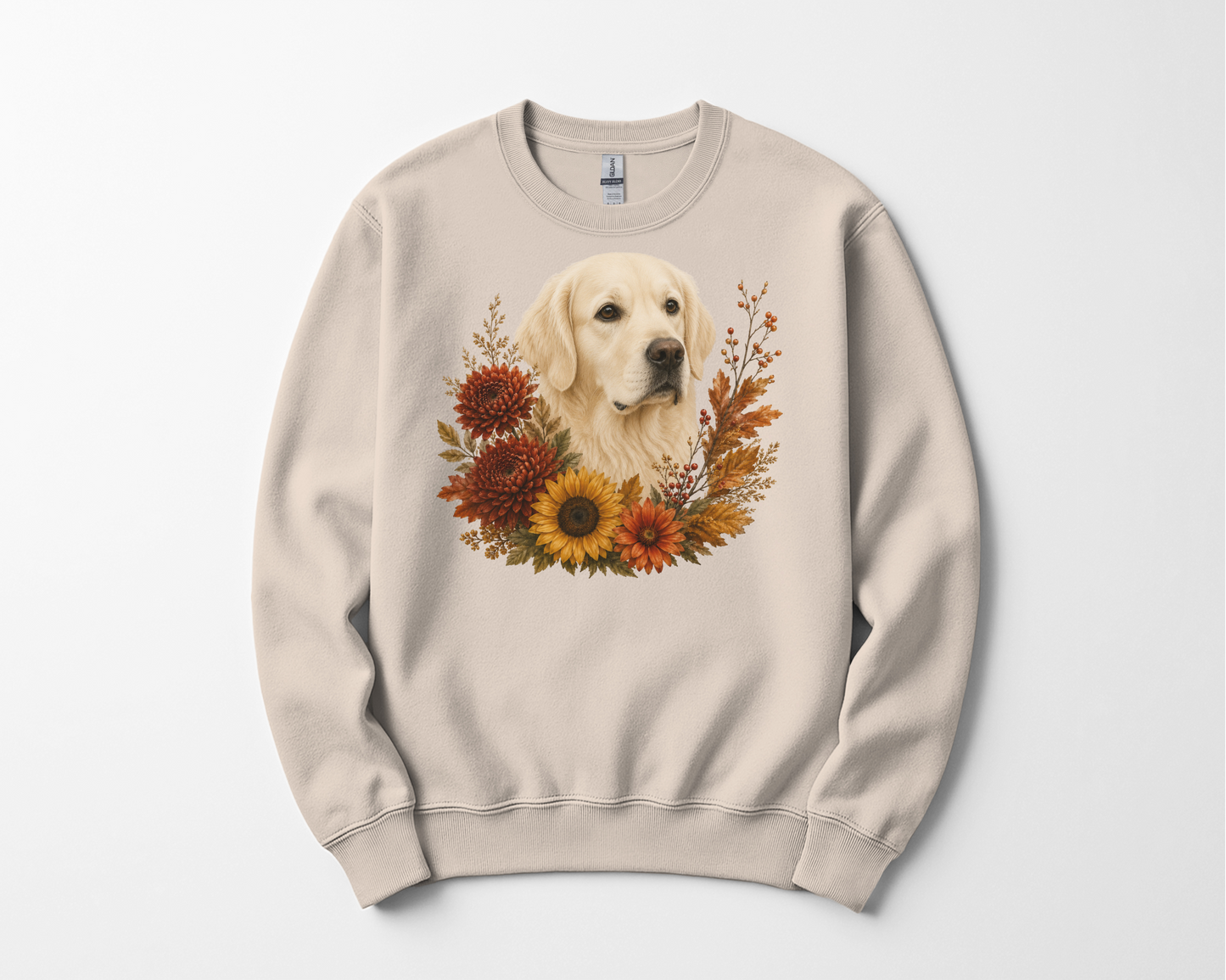 English Cream Golden Retriever Autumn Floral Sweatshirt
