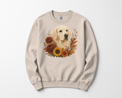 English Cream Golden Retriever Autumn Floral Sweatshirt