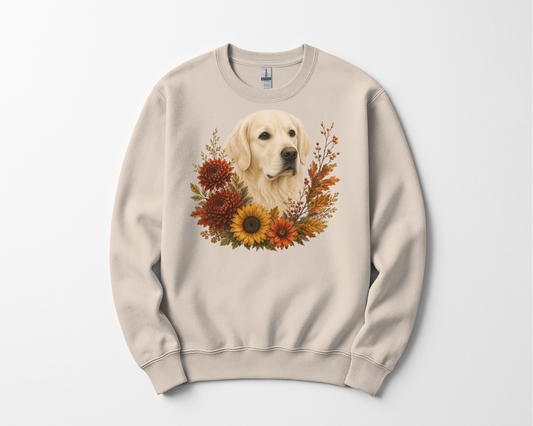 English Cream Golden Retriever Autumn Floral Sweatshirt