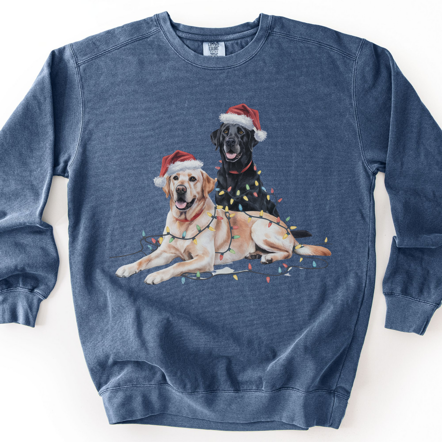 Black and Yellow Labradors Christmas Lights Sweatshirt