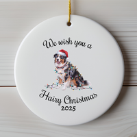 Load image into Gallery viewer, Christmas Australian Shepherd Ornament, Christmas Lights Dog Keepsake
