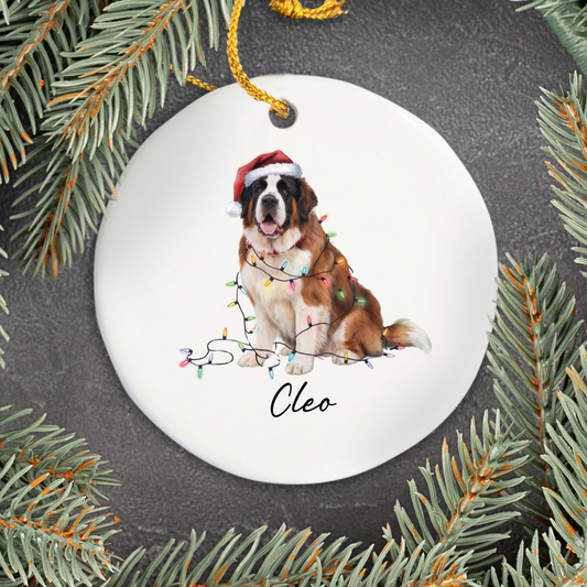 Saint Bernard Ornament, Personalized Dog Lover Gift