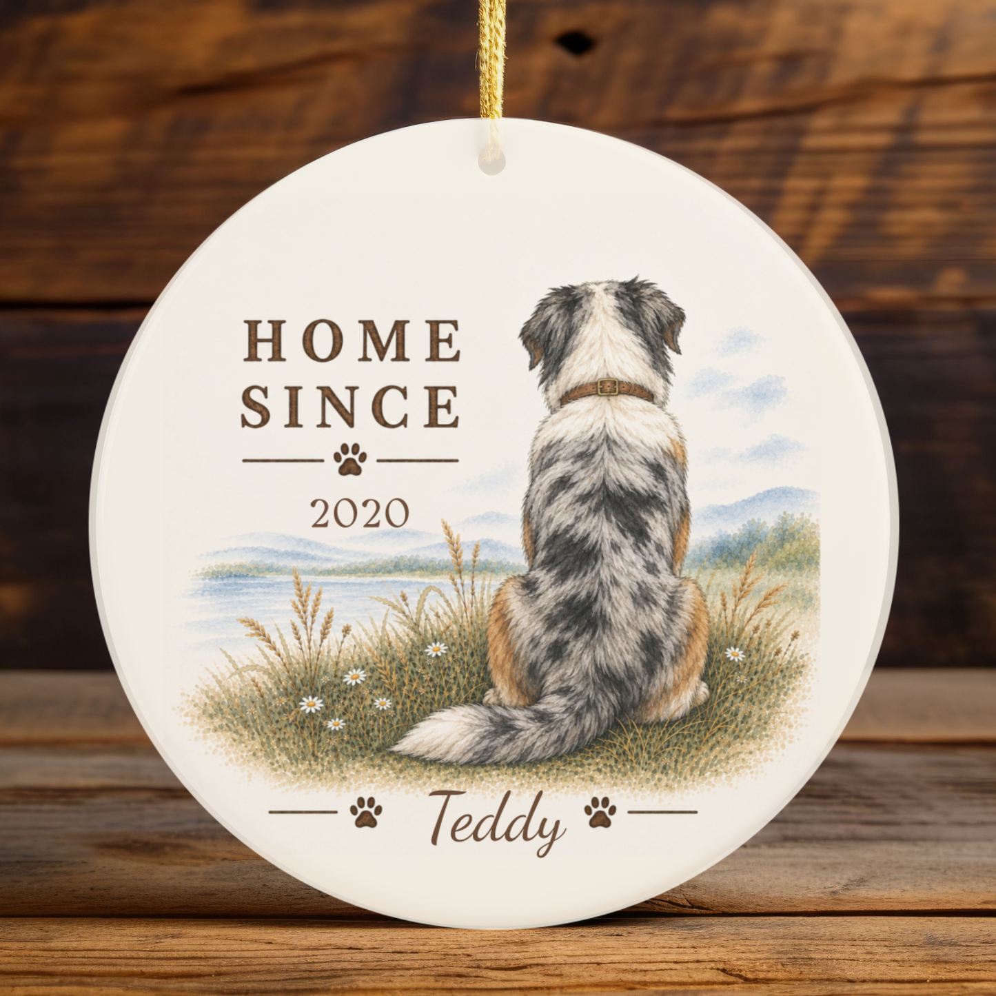 Personalized Australian Shepherd Ornament, Double Sided Aussie Gotcha Day Gift, Custom Dog Keepsake