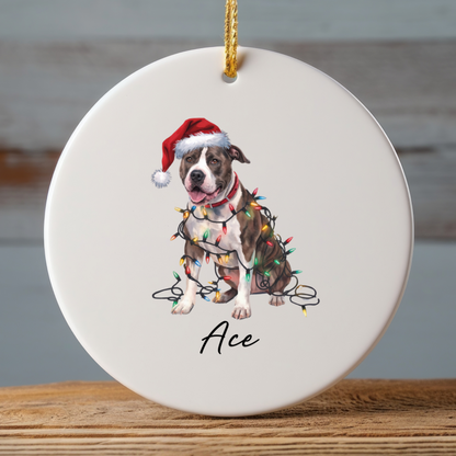 Personalized Pitbull Dog Ornament, Custom Ceramic Pet Keepsake