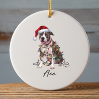 Load image into Gallery viewer, Personalized Pitbull Dog Ornament, Custom Ceramic Pet Keepsake
