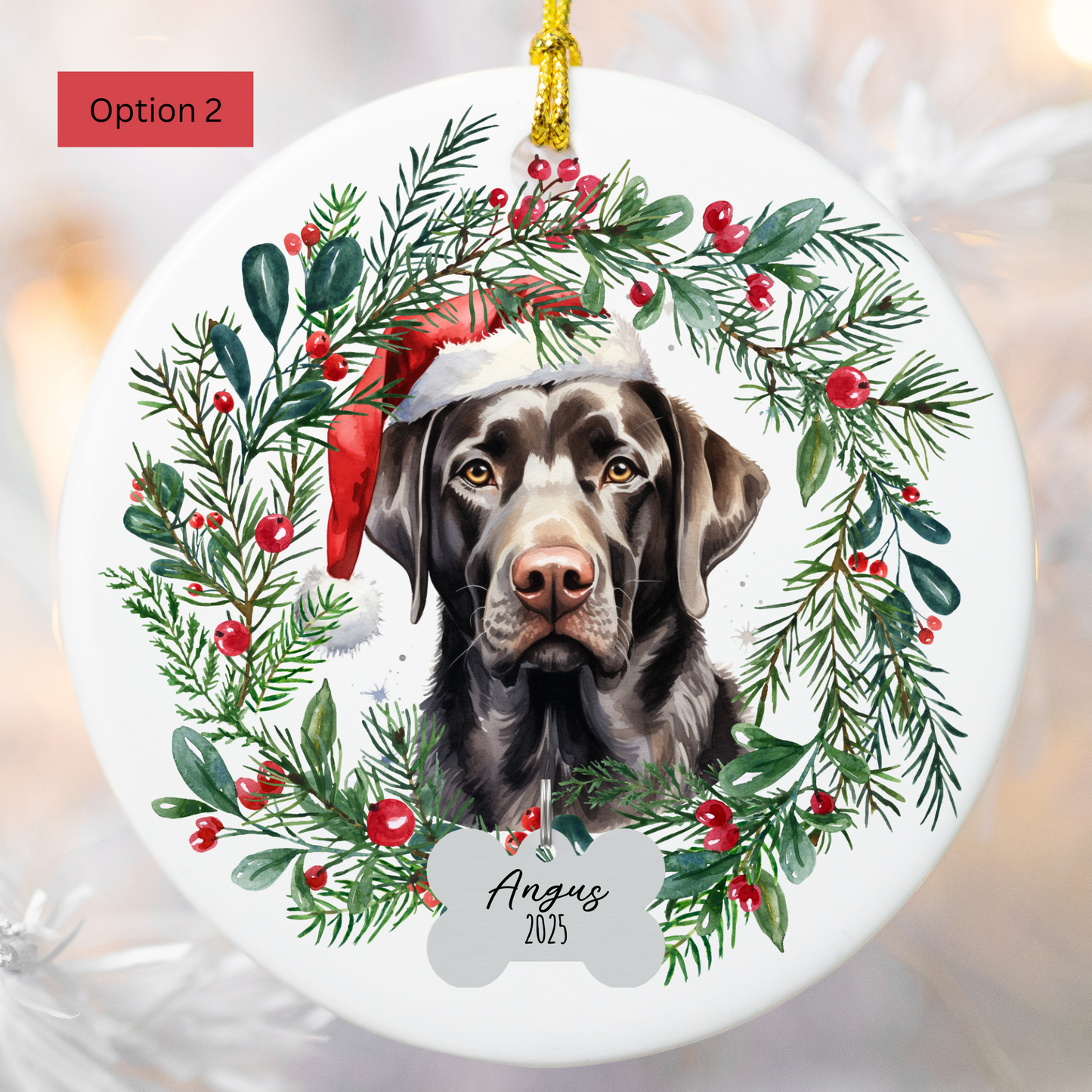 Personalized Black Lab Ornament, Custom Dog Christmas Keepsake, Customized Pet Name Ornament, Pet Memorial Ornament, Custom Dog Keepsake