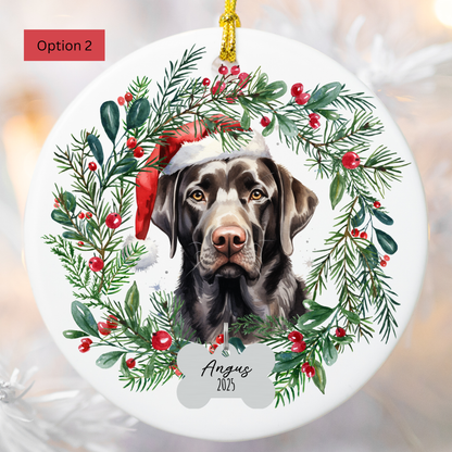 Personalized Black Lab Ornament, Custom Dog Christmas Keepsake, Customized Pet Name Ornament, Pet Memorial Ornament, Custom Dog Keepsake