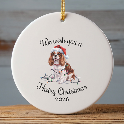 Blenheim Cavalier King Charles Spaniel Ornament, Cavalier Spaniel Mom, Christmas Lights Dog
