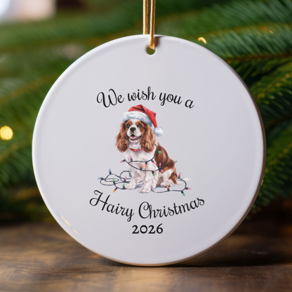 Blenheim Cavalier King Charles Spaniel Ornament, Cavalier Spaniel Mom, Christmas Lights Dog