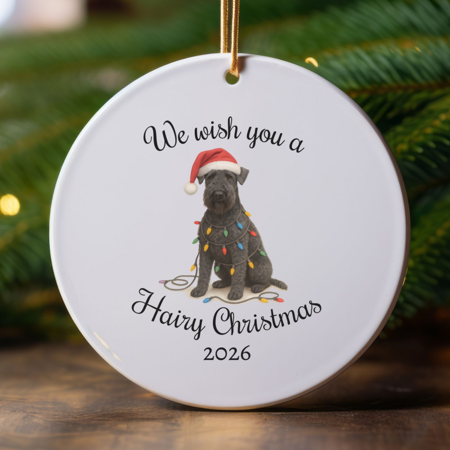 Kerry Blue Terrier Ornament, Christmas Lights Dog Keepsake