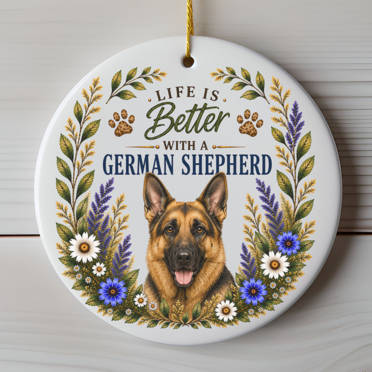 German Shepherd Ornament - Life Is Better
