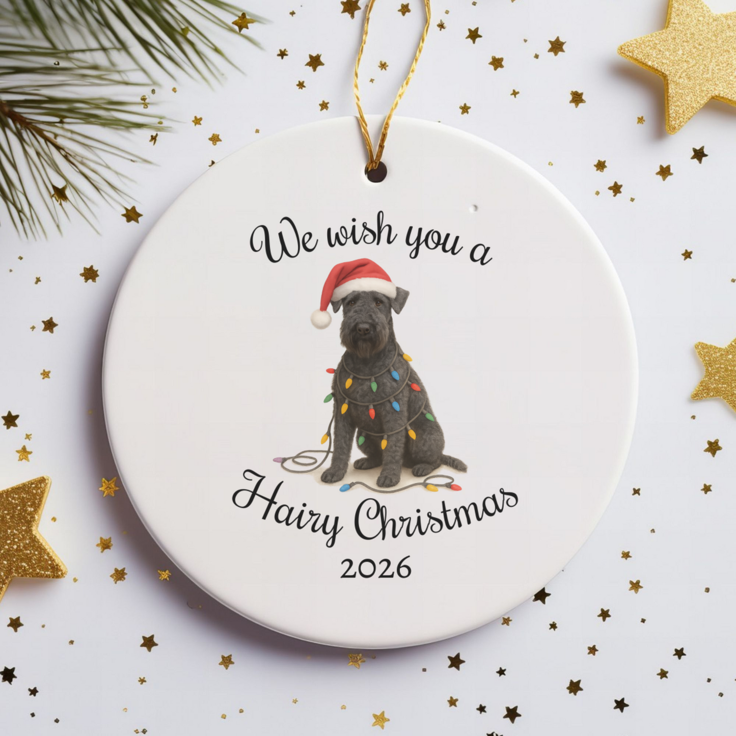 Kerry Blue Terrier Ornament, Christmas Lights Dog Keepsake