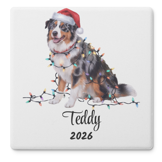Australian Shepherd Dog Coasters, Absorbent Stone Coaster Set, Christmas Gift for Dog Lovers, Personalized Table Protection, Cork Back
