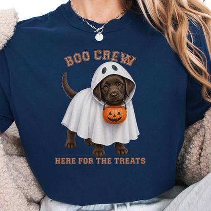 Chocolate Lab Boo Crew Halloween Shirt, Here for the Treats Dog Mom Tee