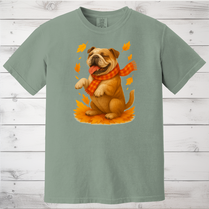Bulldog Autumn Shirt, Dog Lover Fall Sweater, Cozy Pet Apparel, Cute Dog Seasonal Gift, Bulldog Autumn Wear, Fall Dog Fashion