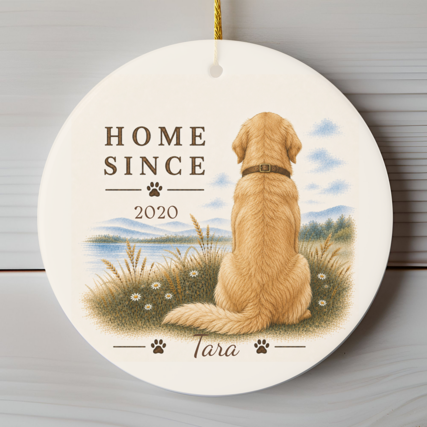 Personalized Golden Retriever Ornament, Double Sided Gotcha Day Gift, Custom Dog Keepsake