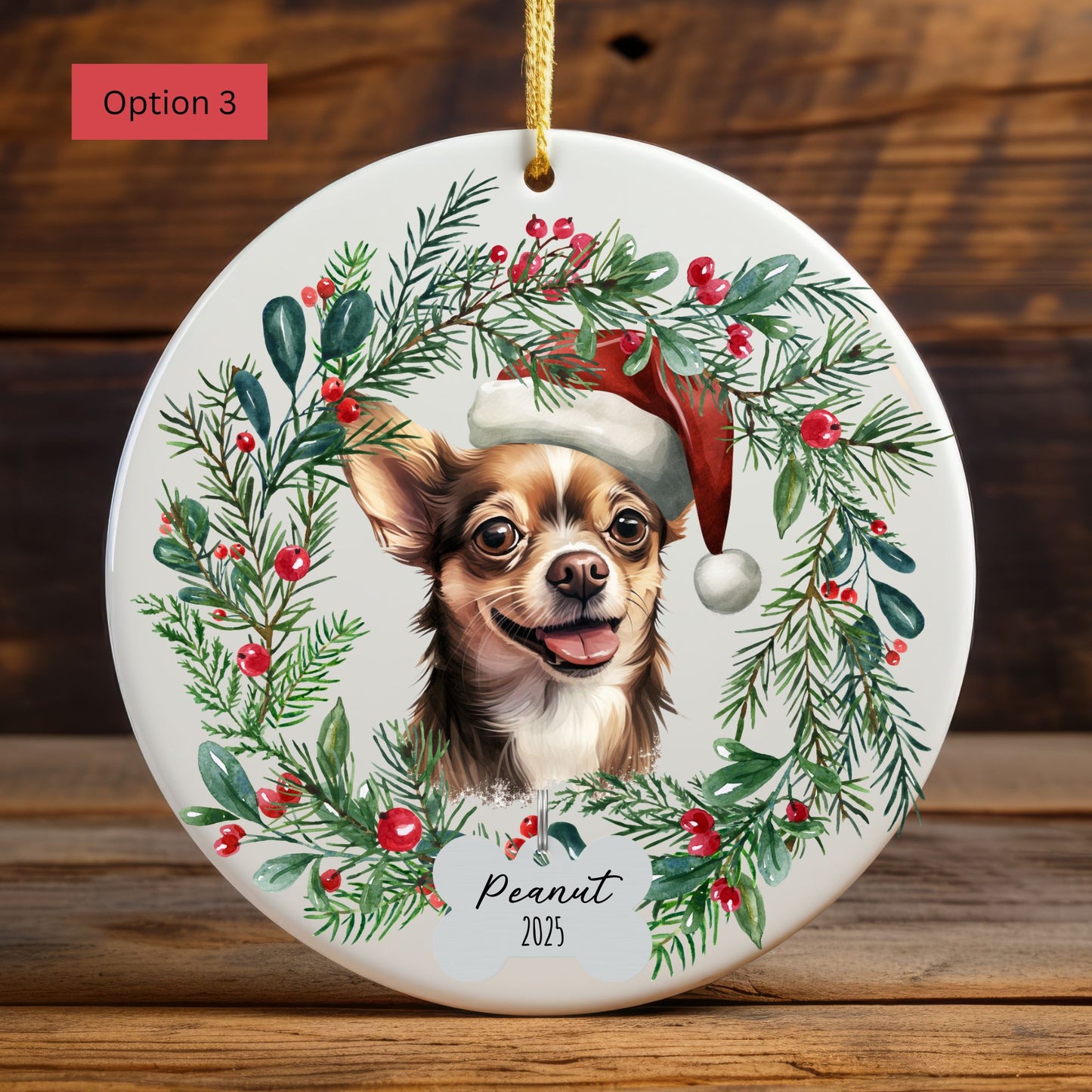 Personalized Chihuahua Christmas Ornament