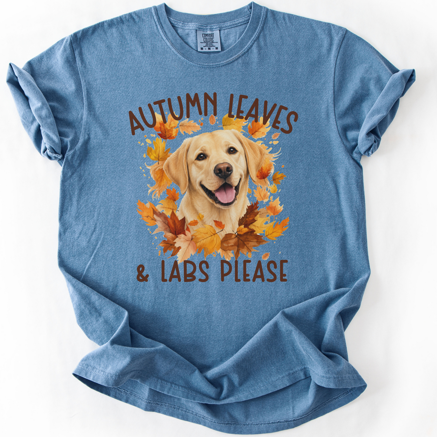 Yellow Lab Mom Fall Shirt, Autumn Leaves & Labs Please